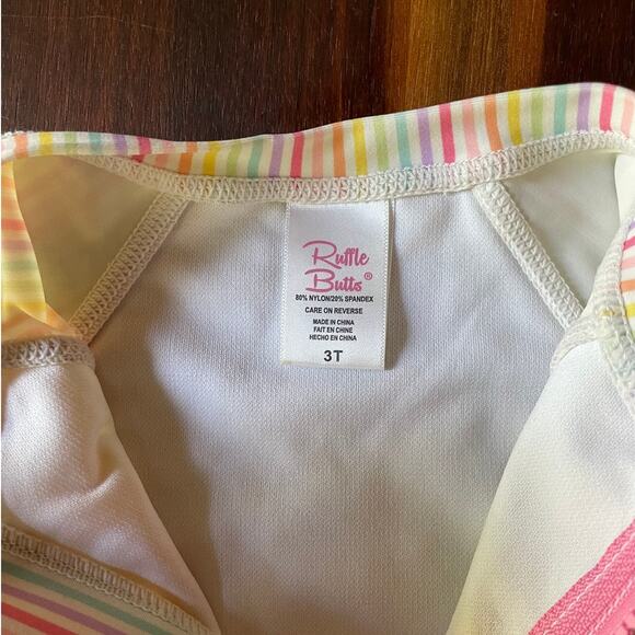 Girls Swimsuit Ruffle Butts One-piece Long-sleeve Pink Blue White Size 3T EUC - Picture 9 of 11